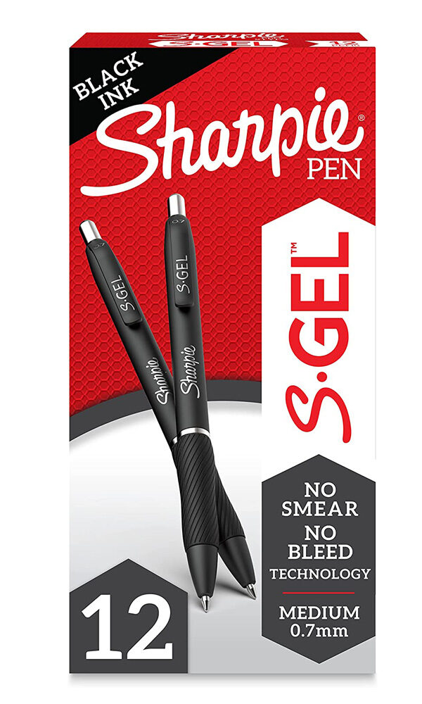 SHARPIE S-Gel, Gel Pens, Medium Point (0.7mm), Black Ink Gel Pen