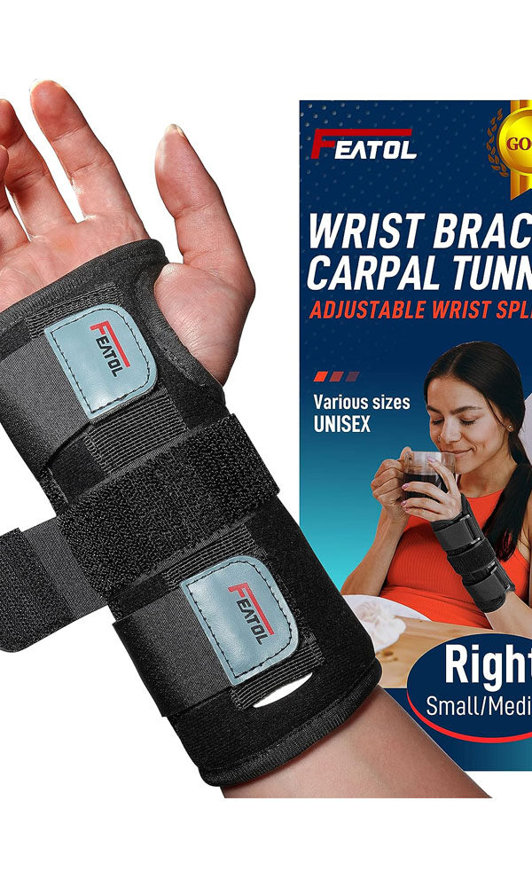 FEATOL Wrist Brace for Carpal Tunnel, Adjustable Night Wrist Support Brace
