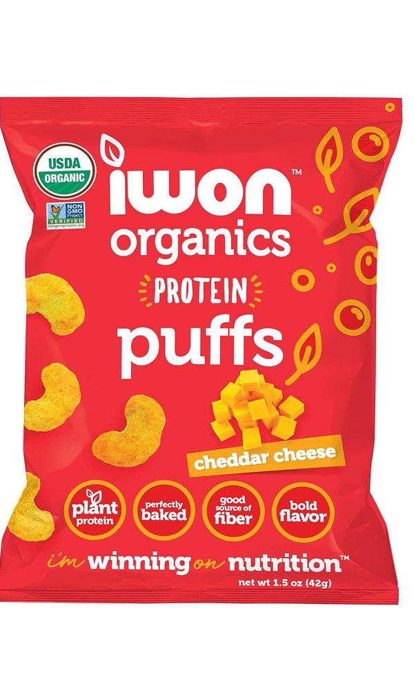 Iwon Organics Protein Puffs  Cheddar Cheese Flavor, Vegan